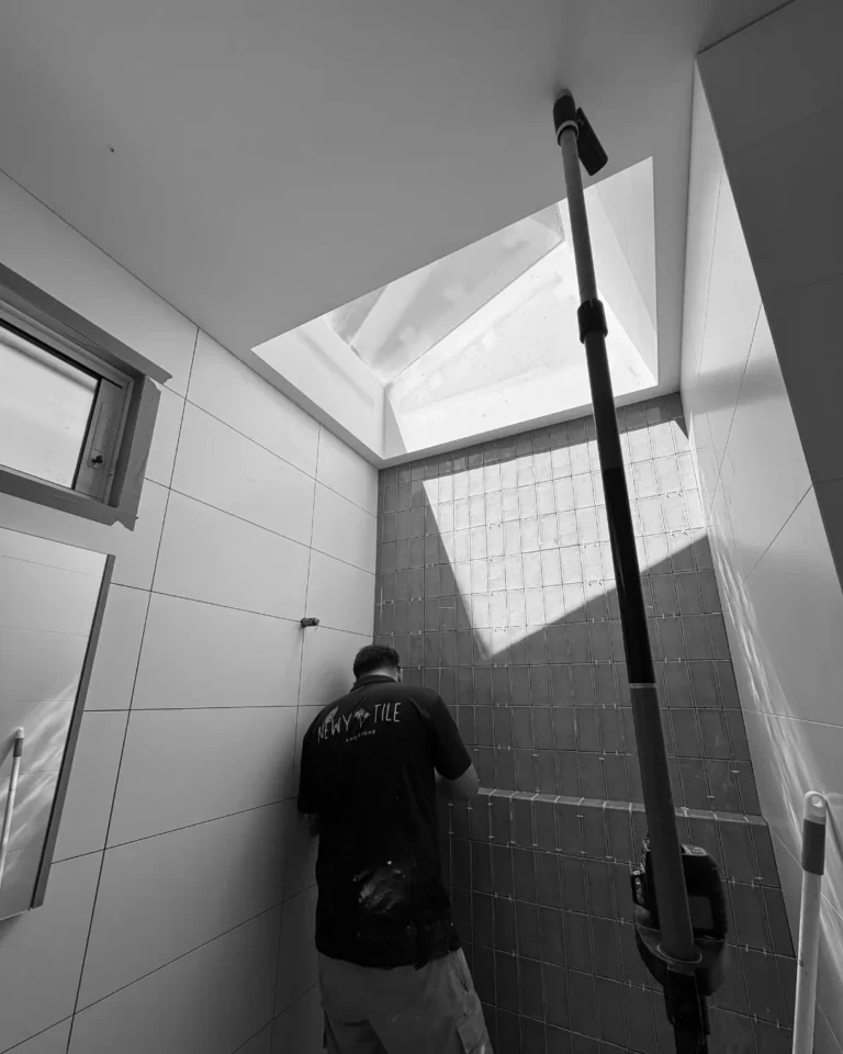 Tiling beneath the new skylight