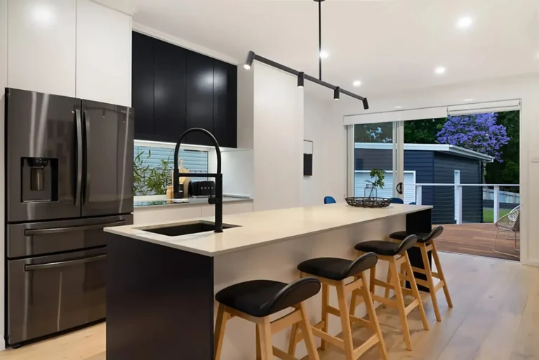Kitchen island with pendant lighting
